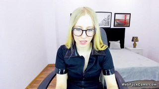 Small tits blonde amateur babe poses on webcam