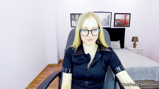 Small tits blonde amateur babe poses on webcam