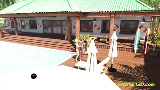 Lucky Girl Gets FUTA Shemale DP Threesome