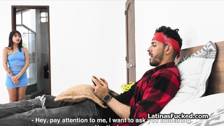 Latina gags on cock before going out on date