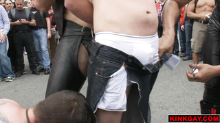 Tied in ropes, pissed and fucked in public!