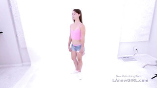 Petite cute teen teases big cock and rides it