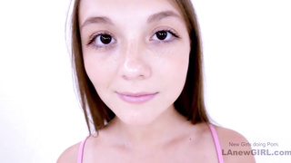 Petite cute teen teases big cock and rides it