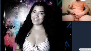 Chubby babe with nice boobs and shaved cunt