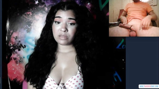 Chubby babe with nice boobs and shaved cunt