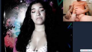 Chubby babe with nice boobs and shaved cunt