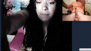 Chubby babe with nice boobs and shaved cunt