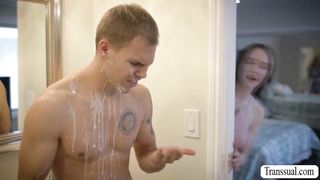 Annoying TS lets stepbro fuck her ass and her bff