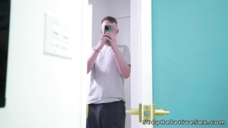 Stepbrother fucks blonde stepsister in bed