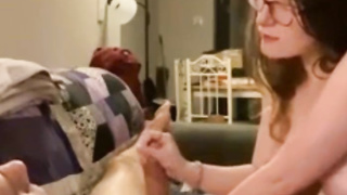 Slut Wife Helps Young Big Cock To Cum