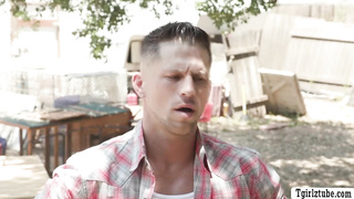 Lucky guy Roman Todd bareback fucks space TS Emma Rose