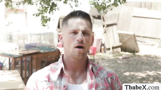 Cute guy Roman Todd bareback fucks space TS Emma Rose