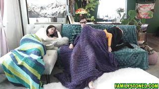 Stepsiblings fucks beside their stepmom