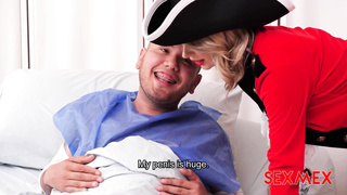 Sexy pirate doing her social work