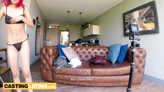 Fake casting of petite latina model