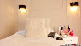 Curly Latina Model Sucking Her Big Dildo Toy