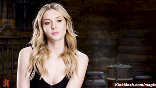 Blonde locked against the wall and fingered