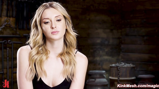 Blonde locked against the wall and fingered