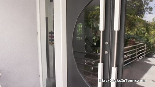 Throating Asian cutie using a big black dick