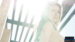 Petite Canadian MILF babe bikini strip