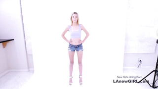 New girl tempted into lesbian lovemaking in studio