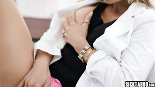 Big ass blonde MILF fucks big tits MILF