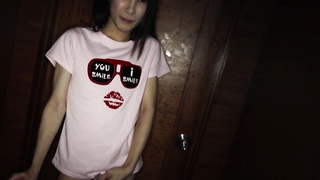 Asian tranny slut enjoyed bareback anal