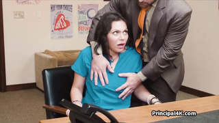 Nurse housewife rides fat dick at the office