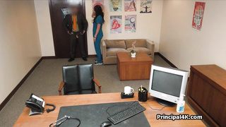 Nurse housewife rides fat dick at the office