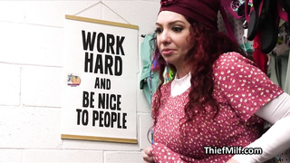 Big titty curly redhead MILF sucks cock at the office