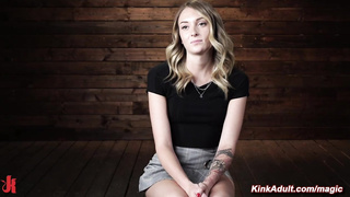 Blonde takes a fucking machine and Hitachi