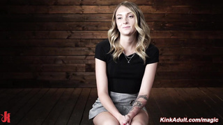 Blonde takes a fucking machine and Hitachi