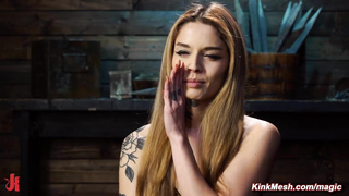 Hot Latin babe is bound on a Sybian by masked master