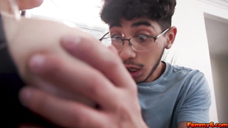 LUcky stud gets to titty fuck wifes stepmom