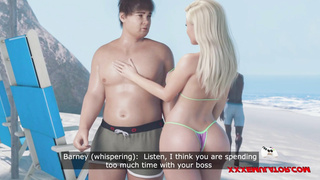 Blonde 3D Hottie Rides BBC Beach Sex