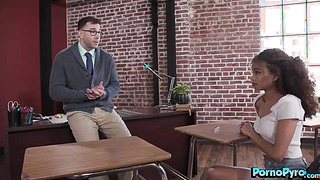 Cute Ebony Student Cecilia Lion Bangs Her Hot Teacher