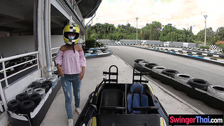 Thai teen amateur GF go karting and sex