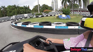 Thai teen amateur GF go karting and sex