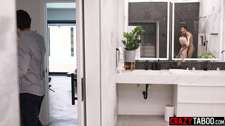 Lusty teen surprised guys with threesome