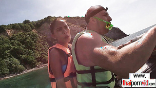 Amateur Thai teen sucking BWC on jet ski