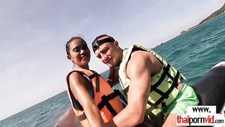 Amateur Thai teen sucking BWC on jet ski
