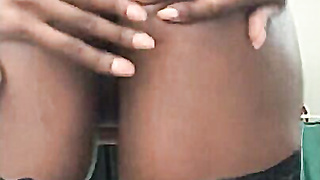 Busty Ebony Spreading Cheeks