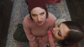 Stepsister and her friend sucking my pole