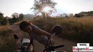 Cute amateur Thai teen fucking outdoor