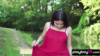 Cute Mongolian babe reveals her hot tits