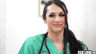 Tranny doctor fucked by hot shemales