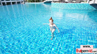 Busty amateur Thai slut relaxing on dick