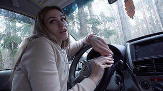 Gorgeous Hot Blonde Real Sex Into Car In Forest