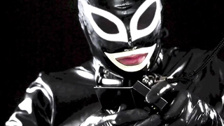 Feet licking slave with sexy leather dominatrix in high heels - VULVA Original scent