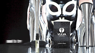 Feet licking slave with sexy leather dominatrix in high heels - VULVA Original scent